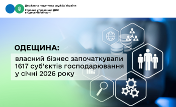 Одещина: власний бізнес започаткували 1617 суб’єктів господарювання у січні 2026 року