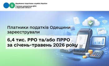 Платники податків Одещини зареєстрували 6,4 тис. РРО та/або ПРРО за січень-травень 2026 року