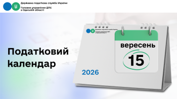 Податковий календар на 15 вересня 2026 року 
